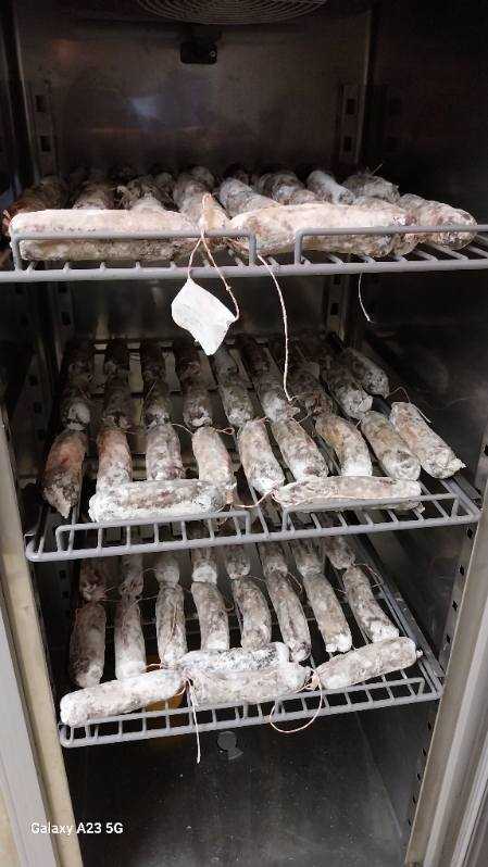Saucissons secs en chambre de séchage